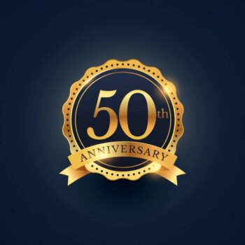 Free Vector | Golden badge for the 50th anniversary