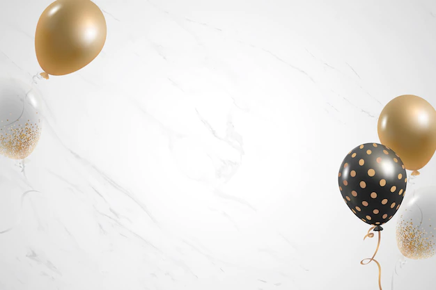 Free Vector | Golden balloons festive white marble background