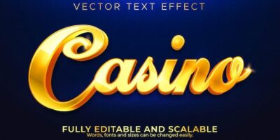 Free Vector | Golden casino text effect, editable luxury and elegant text style