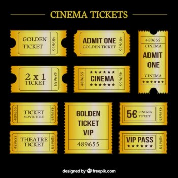 Free Vector | Golden cinema tickets
