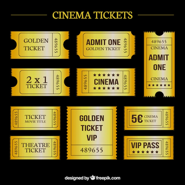 Free Vector | Golden cinema tickets