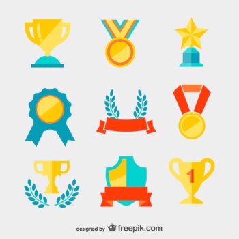 Free Vector | Golden medals and trophies