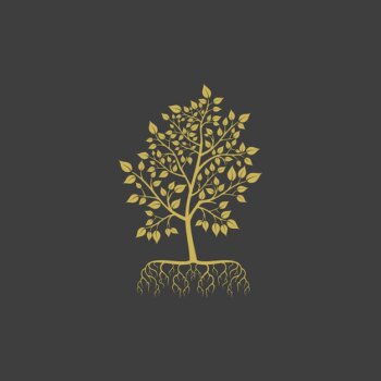 Free Vector | Golden tree with leaves and roots