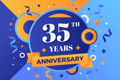 Free Vector | Gradient 35th anniversary or birthday card