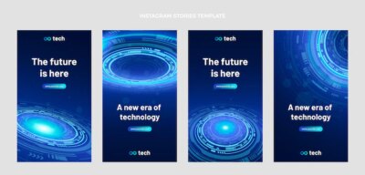 Free Vector | Gradient abstract technology instagram stories