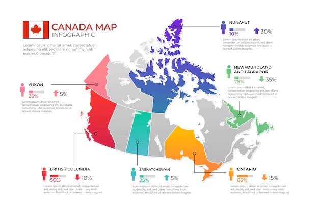 Free Vector | Gradient canada map infographic