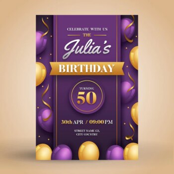 Free Vector | Gradient elegant balloons birthday invitation
