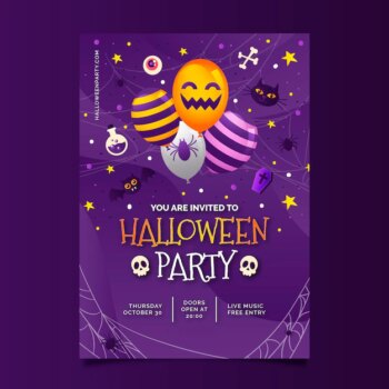 Free Vector | Gradient halloween party vertical poster template