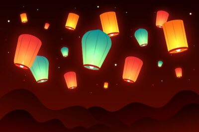 Free Vector | Gradient lantern festival background