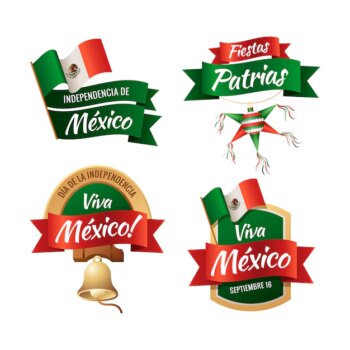 Free Vector | Gradient mexico independence labels collection