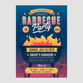 Free Vector | Gradient summer barbecue party poster template
