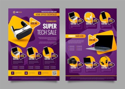 Free Vector | Gradient technology product catalog with photo