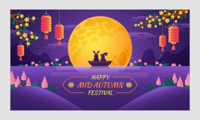 Free Vector | Gradient twitch background for mid-autumn festival celebration