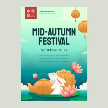 Free Vector | Gradient vertical poster template for mid-autumn festival celebration