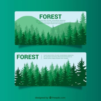 Free Vector | Green banners with trees