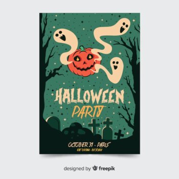 Free Vector | Green halloween party flyer template