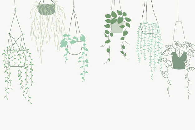 Free Vector | Green potted hanging plant vector background