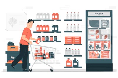 Free Vector | Grocery shopping concept illustration