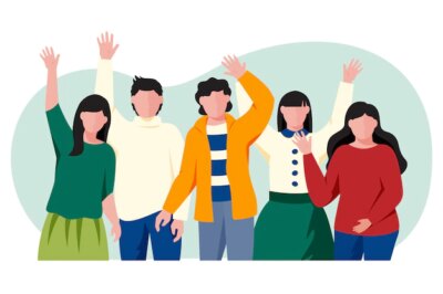Free Vector | Group of young people waving hand