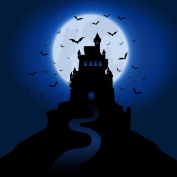 Free Vector | Halloween background with spooky haunted house