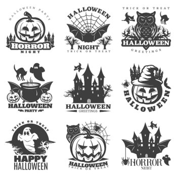 Free Vector | Halloween black white emblems
