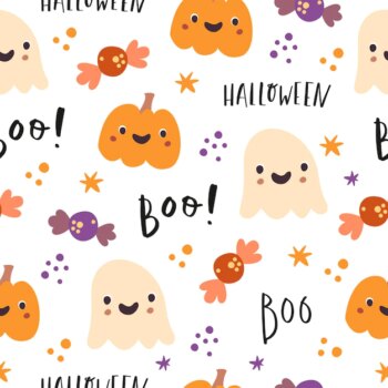 Free Vector | Halloween boo seamless pattern