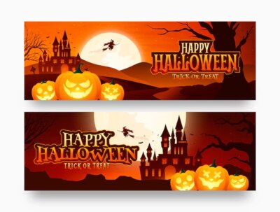 Free Vector | Halloween celebration horizontal banner template