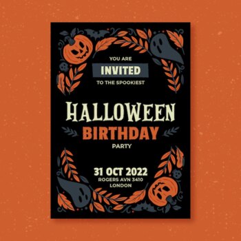Free Vector | Halloween celebration invitation template