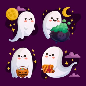 Free Vector | Halloween ghost collection theme