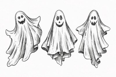 Free Vector | Halloween ghost hand drawn set