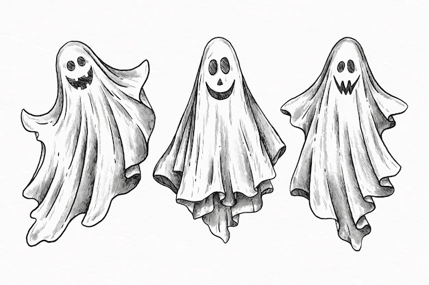Free Vector | Halloween ghost hand drawn set