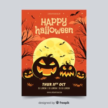 Free Vector | Halloween party flyer template in flat design