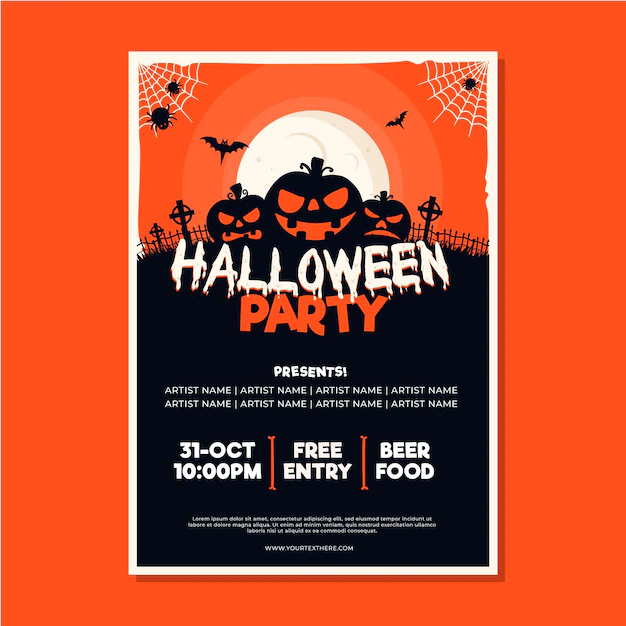 Free Vector | Halloween party poster template