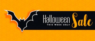 Free Vector | Halloween sale yellow banner with bat silhouette