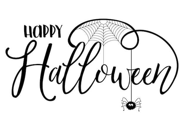 Free Vector | Halloween text background with spider and cobweb