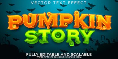 Free Vector | Halloween text effect, editable pumpkin and scary text style