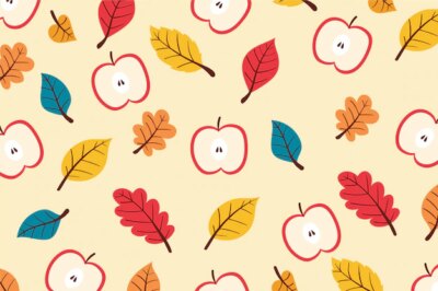 Free Vector | Hand drawn autumn background with leaves and apples