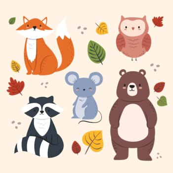 Free Vector | Hand drawn autumn forest animals