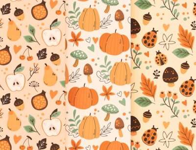 Free Vector | Hand drawn autumn pattern collection