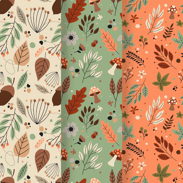 Free Vector | Hand drawn autumn patterns collection