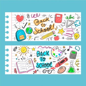 Free Vector | Hand drawn back to school banners set with photo