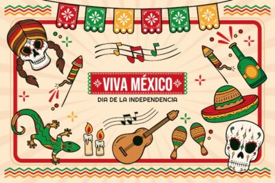 Free Vector | Hand drawn background for mexico independence celebration