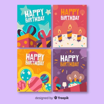 Free Vector | Hand drawn birthday card collection