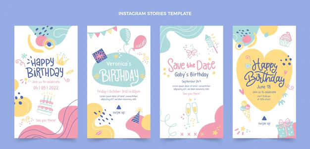 Free Vector | Hand drawn birthday instagram stories template