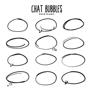 Free Vector | Hand drawn chat bubbles and circular oval frames set