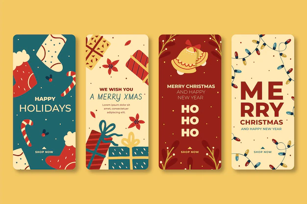 Free Vector | Hand drawn christmas instagram stories collection