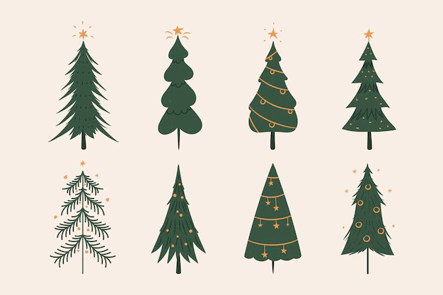 Free Vector | Hand drawn christmas tree collection