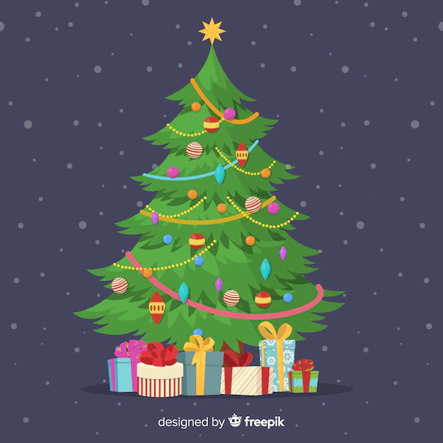 Free Vector | Hand drawn colorful christmas tree illustration