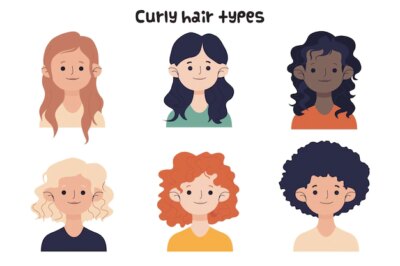 Free Vector | Hand drawn curly hair types collection