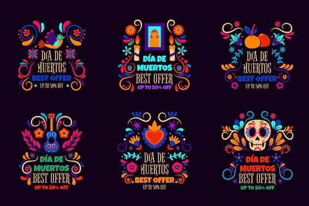 Free Vector | Hand drawn dia de muertos sale labels collection